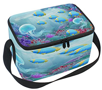 Use7 Unterwasser Welt Qualle Coral Reef Isolierte Lunch Bag Tasche Cooler Lunchbox für Picknick Schule Frauen Herren Kinder