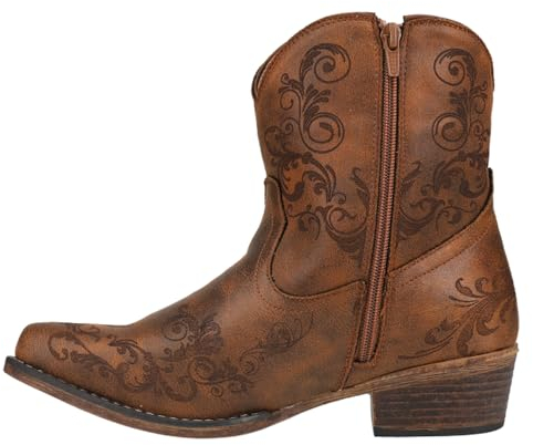 ROPER Damen Short Stuff Embroidery Snip Toe Cowboy Booties Mode-Stiefel, Hellbraun, 37.5 EU