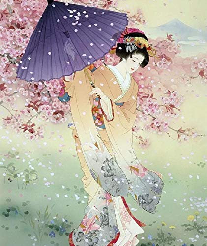 WZZPSD Puzzle 1000 pièces Adultes Femme Japonaise sous Cerisier Puzzle en Bois De Bricolage Style Cadeau Unique