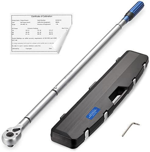 BULLTOOLS 3/4-Zoll-Antriebs-Klick-Drehmomentschlüssel, 48-Zähne, hohe Genauigkeit, Drehmomentschlüssel-Set mit einem Sechskantschlüssel, 135-815 Nm