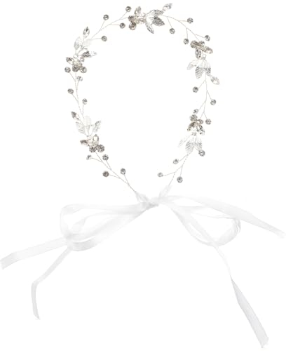 Lurrose Braut Stirnband Kristall Braut Kopfschmuck Strass Haarteile Blatt Haarband Kristall Haarrebe Hochzeit Haarschmuck Dekoration für Frauen Mädchen Dame (Silber) Hochzeit Haarschmuck