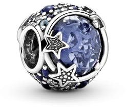 PANDORA Himlische blaue funkelnde Sterne Charm aus Sterling Silber mit Kristallen und Zirkonia Steinchen - 799209C01