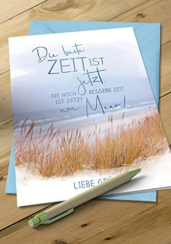 KE - Exklusive Maritim Geburtstagskarte, DIN B6 Klappkarte mit Umschlag, Ideal für Meeresliebhaber - Motiv: Am Meer