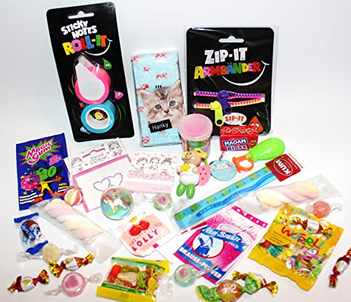 101619 Gefüllte Geschenktasche zum Schulanfang für Mädchen mit Sorgenfresser Schulkind Geschenk