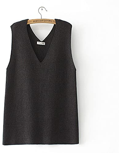 Strickweste Damen Ärmellos,Frauen Strickwesten Cami Pullover Baumwollmischung Einfarbig Große Größe V-Ausschnitt Winter Herbst Lässige Lose Ärmellose Pullover Weste Pullover Tank Top Bluse