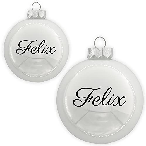 Coverlounge Christbaumkugel personaliert aus Glas | Weihnachtskugel mit Name| Ø 6cm oder 8cm in Weiß (Glanz) | für Weihnachten