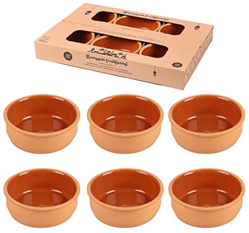 TERRACOTTA RAMEQUIN EN TERRE CUITE X6PCS DIAM 12CM X H4CM, Orange/rouge