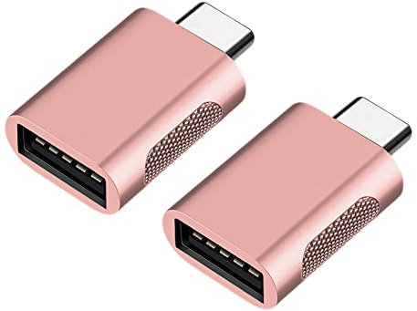 Eono Adaptador USB C a USB 3.0, 2 Pack Tipo C Macho a USB Hembra, Thunderbolt 4/3 a USB de Aluminio Compatible con MacBook Pro/Air, iPad Pro, Rose
