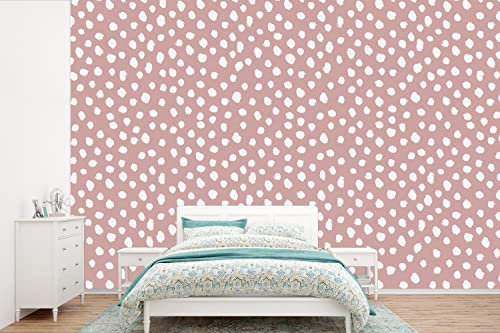 Selbstklebend Tapete Wandpapier Wandaufkleber Fototapete Tapeten Wanddeko 390x260 cm Rosa - Punkte - Weiß - Muster
