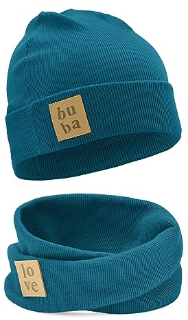Bubalove - Mütze und Schal Set - Baumwollmütze - Kragen für Baby - Baumwollmütze und Halswärmer - Strickmütze - Mütze und Schals - Kinder Kindermütz