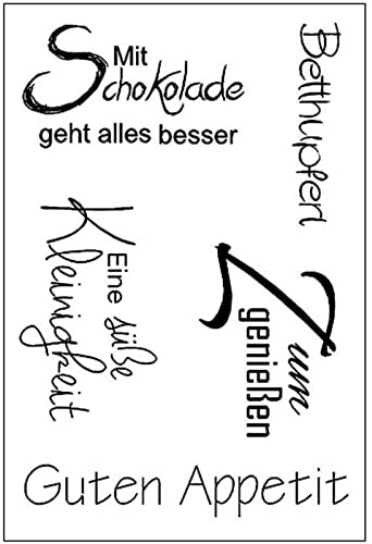 Qoiseys Stempel,Guten Appetit Silikonstempel sprüche deutsch, stempel silikon sprüche für DIY Scrapbooking Fotoalbum Dekoratives Papier Basteln Prägeschablone