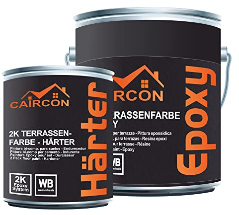 CAIRCON 2K Epoxidharz Balkonfarbe Terrasse Farbe für Beton Boden - Lichtblau 2,5Kg