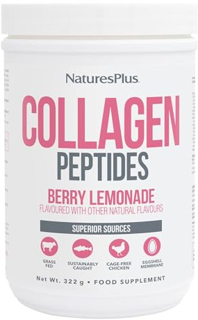 NaturesPlus Collagen Peptides Powder Berry Lemonade - Sustainable Hydrolysed Collagen Supplement, 6 Major Types of Collagen - Non-GMO, Gluten Free - 322 g
