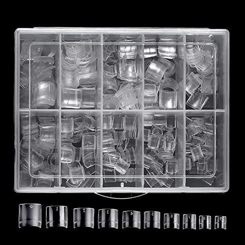 500 Pcs Short Square Acrylic Nails Clear False Nail Tips Square Fake Nails Full Cover Press On Nails Nail Extension Tips with Case