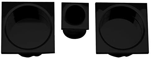 Juego kit tirador uñero para puerta corredera, con rosetas cuadradas y dedal central para canto de la puerta medidas de rosetas embutidas 56x56mm y dedal 30x30mm (NEGRO)