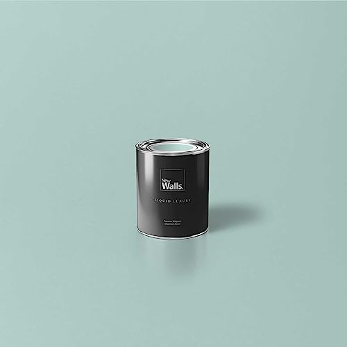 New Walls Premium Wandfarbe Blau, Eisblau Liquid Luxury Dispersionsfarbe für Innenräume – 1 L