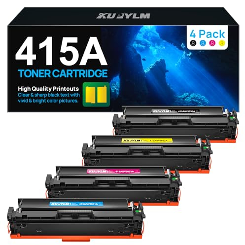 KUPYLM 415A Toner mit Chip, kompatibel mit HP 415A 415X für Laserjet Pro MFP M479fdw MFP M479fdn M479 M454dw M454dn M454 W2030A W2031A W2032A W2033A (Schwarz, Cyan, Magenta, Gelb, Packung 4)