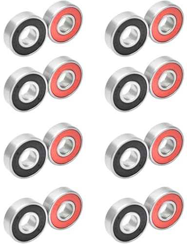 TSUWNO ABEC-9 Kugellager für Skateboard, Roller & Inline Skates - 16er Packung | Glatte, reibungsfreie Rollen durch Metall-Doppelschutz | Miniatur-Rillendesign für maximale Geschwindigkeit.