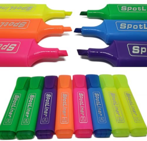 315 Supplies Highlighter Marker Pens 8-Pack Assorted Colours Chisel Tipped Bright Flourescent Quick Drying Home or Office Stationery