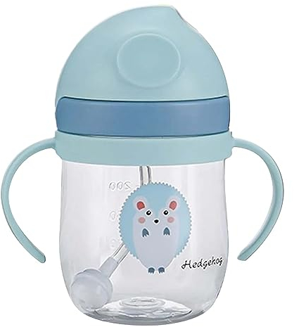 ViaGasaFamido Tasse de Paille pour bébé avec Paille Lestée, Tasse de Paille Anti-fuite de 250 Ml pour Tout-petits pour lesà Domicile, Paille en Forme de V, échelleDécoloration, Durable (BLUE)
