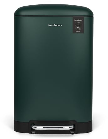 Les Collectors Papelera de cocina de pedal Acero inoxidable n°501 Verde pato, Capacidad 20L, Cubo interior extraíble, Acabado mate, Resistente, Cierre silencioso de la tapa
