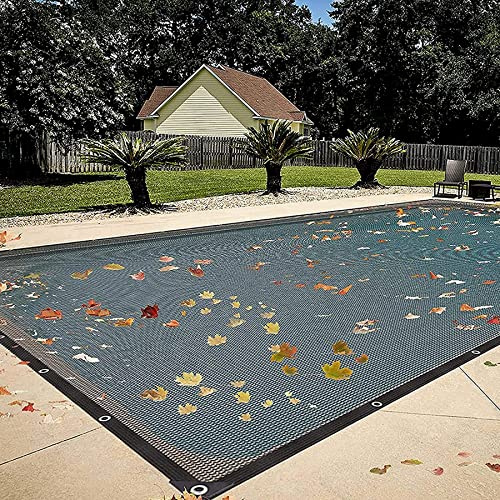 Lcoay Couverture Filet de Feuille pour Piscine Rectangulaire(4×6m) | Bâche Protection Piscines Hors-Sol pour Bloquer Feuilles Mortes et Débris, Couverture Piscine D'hivernage, Durable