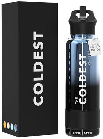 Coldest Sports Water Bottle with Straw Lid Vacuum Insulated Stainless Steel Metal Thermos Bottles Reusable Leak Proof Flask for Sports Gym (40 oz, Blue Nova)