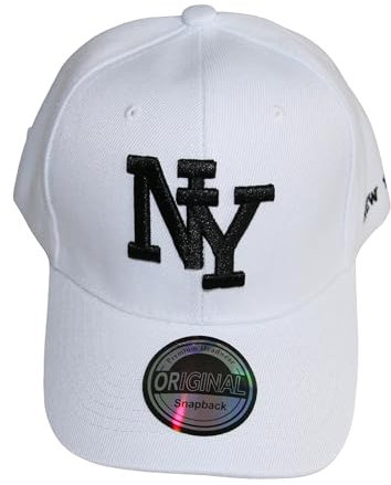 beybey NY Baseball Snapback Cap New York originelle Caps für Coole Typen (Basecap Weiss)