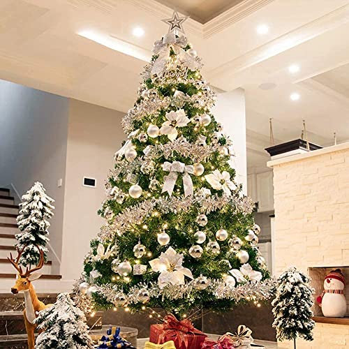 Christmas Trees Artificial Hinged Ornament Set Eco-Friendly PVC Holiday Decoration Xmas Tree with Light Easy Christmas Tree,240cm(8ft)
