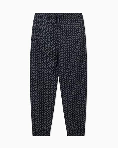 Armani Exchange Men's Essential, All-Over Monogram,Sweatpants,Black,L
