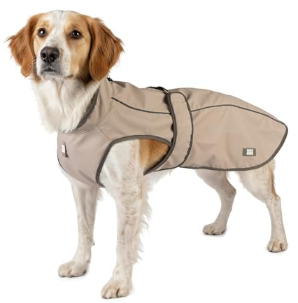 Max & Molly Regenmantel Hund wasserdicht, S, Sand, Sportliche Regenjacke für Hunde mit verstellbarem Bauchgurt, Reflektierend und Sicher, Regenjacke Hund mit Geschirröffnung