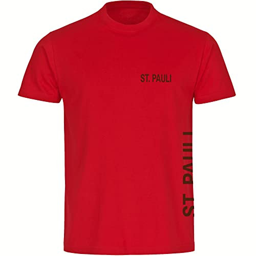 multifanshop Herren T-Shirt - St. Pauli - Brust & Seite - Druck braun - Männer Größe 3XL rot