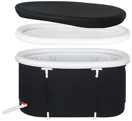 Ice Bath Grand Bain Glacé pour Athlète, Bain Portable Premium Extérieur ou Intérieur avec Couvercle, Bain pour Cryothérapie, Baignoire Pliable Adulte