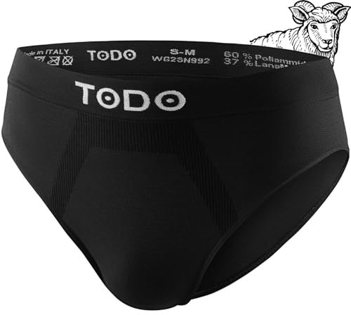 TODO 37% Merino Unterhosen Herren - kratzt Nicht. Elastische Sport Slip Herren Merinowolle. Atmungsaktive Merino Ski Unterwäsche Herren (Schwarz, L/XL)