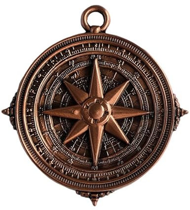 Café Viereck ® Kompass Coin – Hochwertige Münze mit Antikkupfer-Finish & Öse als Coin Anhänger – 5 x 5,4 cm – Glücksbringer & Wegweiser für Reisen & Abenteuer