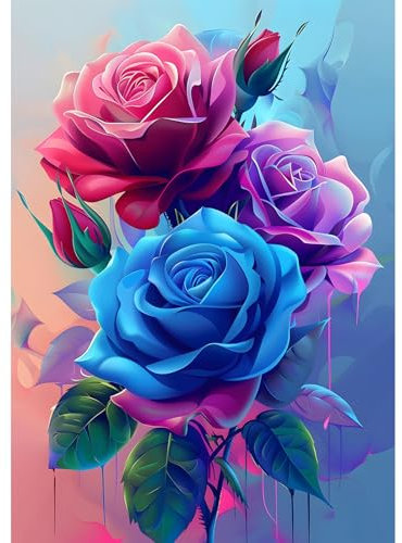EOBROMD Diamond Painting Rosen, 5D Diamant Painting Bilder für Erwachsene Mondblume, DIY Gemalt Diamant Malerei Set für Wanddekoration 30x40 cm