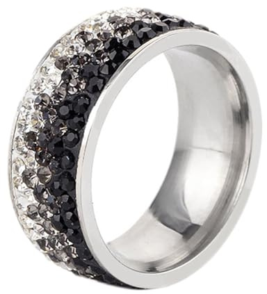 Skcess Verlobungsring Damen Edelstahl, Eheringe 8mm Rund mit Zirkonia Ring