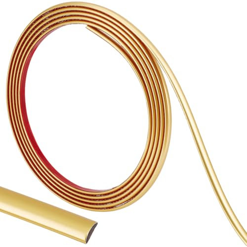 CRASPIRE 10Ft/3M Flexible Molding Trim Peel and Stick Gold Self Adhesive Waterproof Wall Mirror Corner Round Edge Tile Trim Ceiling Countertop for Floor Furniture Baseboard Border Door