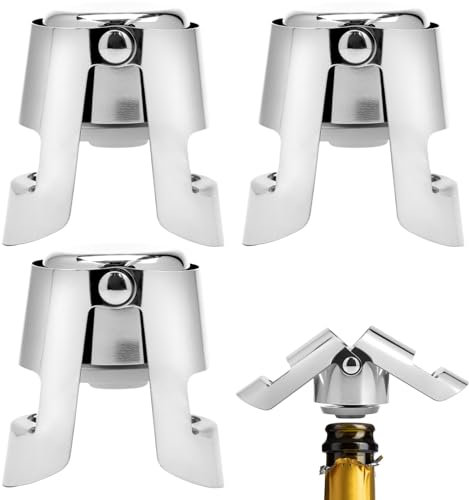 QWORK® 2 Pièces bouchons bouteille champagne en acier inoxydable, bouchon bouteille vin, vin mousseux bouteilles bouchon