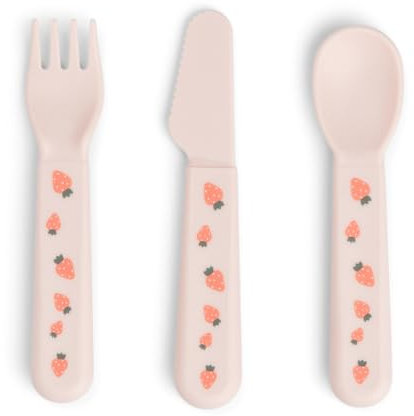 Done by Deer Foodie Baby und Kinderbesteck Set Tiny farm Rosa - abgerundete Kanten, passt perfekt in kleine Hände - 100% PP in Lebensmittelqualität - Praktisches und sicher baby zubehör