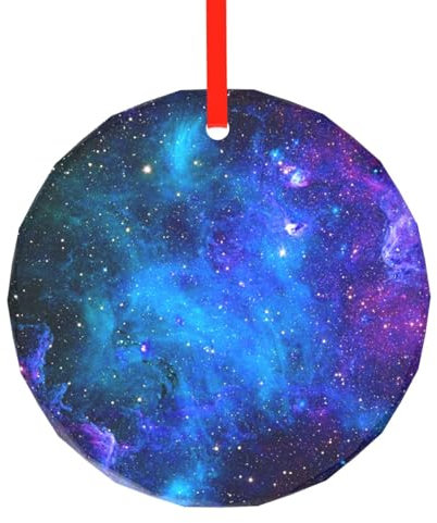 Runder Anhänger aus Glas mit Galaxie-Druck, elegante Weihnachtsglas-Ornamente, Weihnachtsbaum-Dekoration
