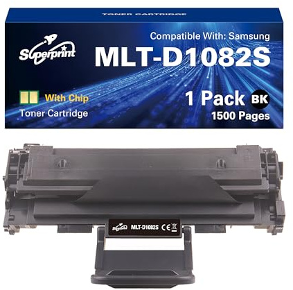 Superprint D108S D1082S Druckpatrone (mit-Chip) Schwarz Kompatibel für Samsung MLT-D108S MLT-D1082S Toner für ML-1640 ML-1640XSA ML-1641 ML-1645 ML-2240 ML-2241 (1er-Pack)