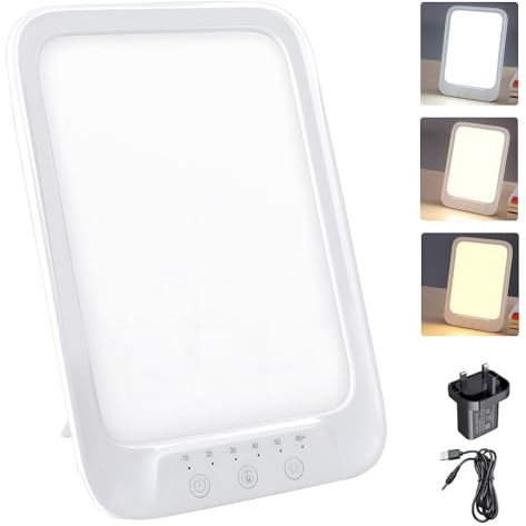 Therapy Lights Lamp Sun 28000-32000 Lux for Depression LED UV Free Spectrum Sad Therapy Lights Box with 6 Timer 10 Brightness Levels Memory Function, Touch Control Happy Lamp Office/Desk/Home/Sleep