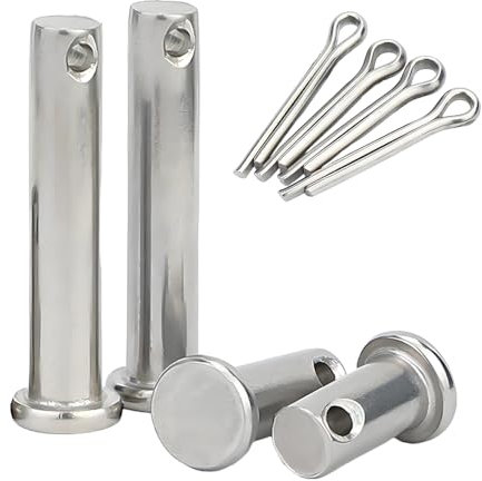 4 Stück Gabelkopfstifte Sicherungsbolzen Steckbolzen Splintbolzen, Edelstahl Verschlusssysteme mit Splinten für Möbelmontage, Anhänger(Silber, M12 x 50 mm)