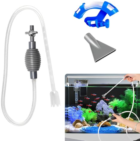 Mulmsauger Aquarium, Aquarium Reiniger, Aquarium Wasserwechsler,Aquarium Sauger, Sandwaschung, Einstellbarem Wasserdurchfluss(Grau)
