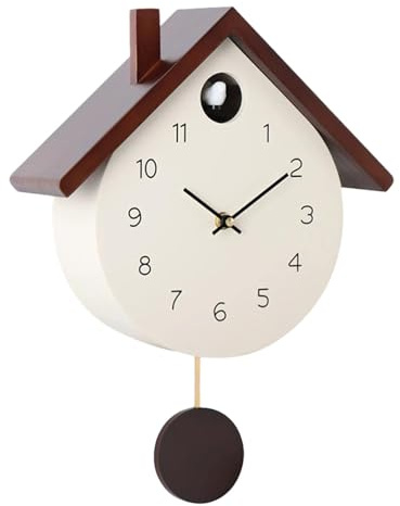 LOVIVER Kuckucksuhr mit und Glockenspiel, Wanduhr aus, ideal für Büro, Kinderzimmer, Party, Einweihung oder Esszimmer, Beige