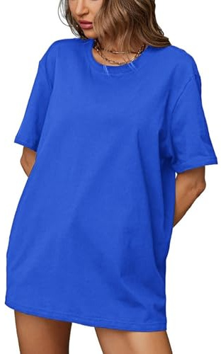 Tee Shirt Coton Femme Oversize Vetement à Manches Courtes Habit Ete Haut Ample Teeshirt Chic Tee-Shirt Été Tshirt Décontracté T Shirt Long Vêtements