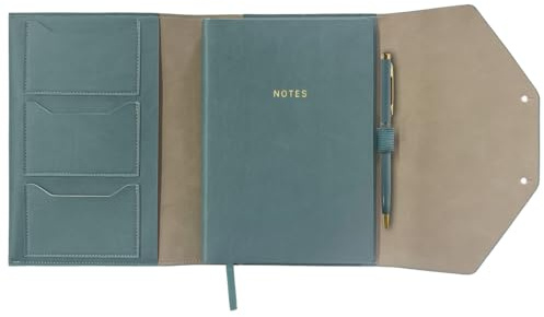 Rössler Organizer mit Notizbuch A5 und Kugelschreiber, Petrol, Weiche Oberfläche, 160 Seiten, Liniert, Goldene Verschlüsse
