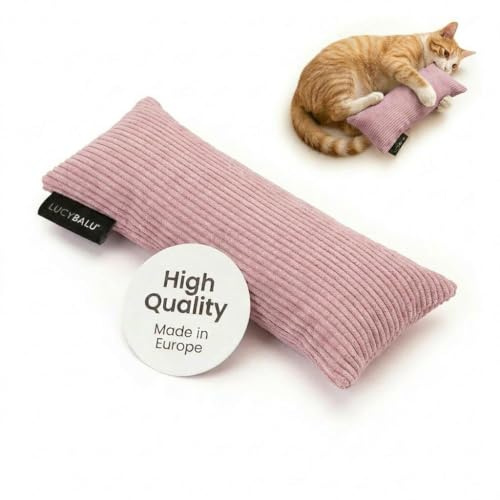 LucyBalu® Kick Bunny Katzenkissen Catnip Cord – Rosé | Kickerkissen mit Katzenminze-Füllung, robust vernäht, fördert Jagdinstinkt & Beschäftigung