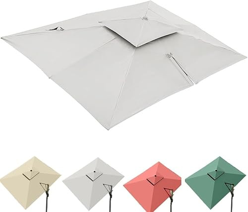 Toldo De Repuesto para Sombrilla Rectangular De 3 X 4 Metros (10 X 13) - Cubierta De Patio Voladiza De 8 Varillas, Toldo Grande Resistente A Los Rayos UV para Piscina Y Jardín (Beige, Doble